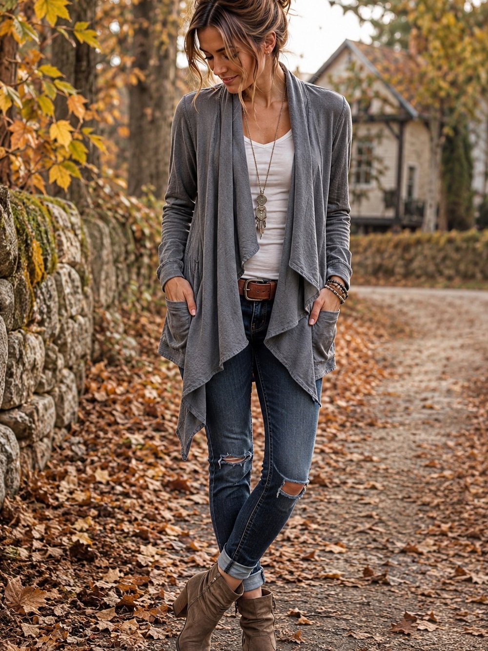 Anthropologie Saturday Sunday Gray Draped Waterfall Cardigan Jacket XS
